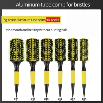 Gute Volumizing Roller Brush for Curls - Boar & Nylon Bristles, Non-Slip Handle (Yellow/Black) - Salon & Home Hair Styling Tool 1