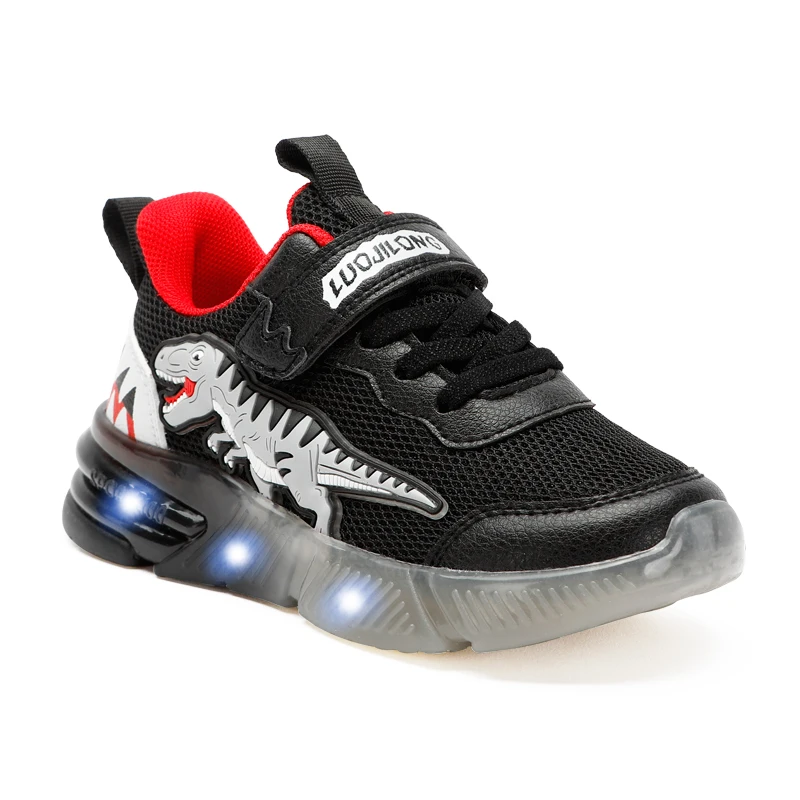 EXDINO Dinosaur 2-6 Children's LED T-REX Mesh Autumn New Light Up Shoes Boys Little Kids Outdoor Casual Glowing Sports Sneakers 5