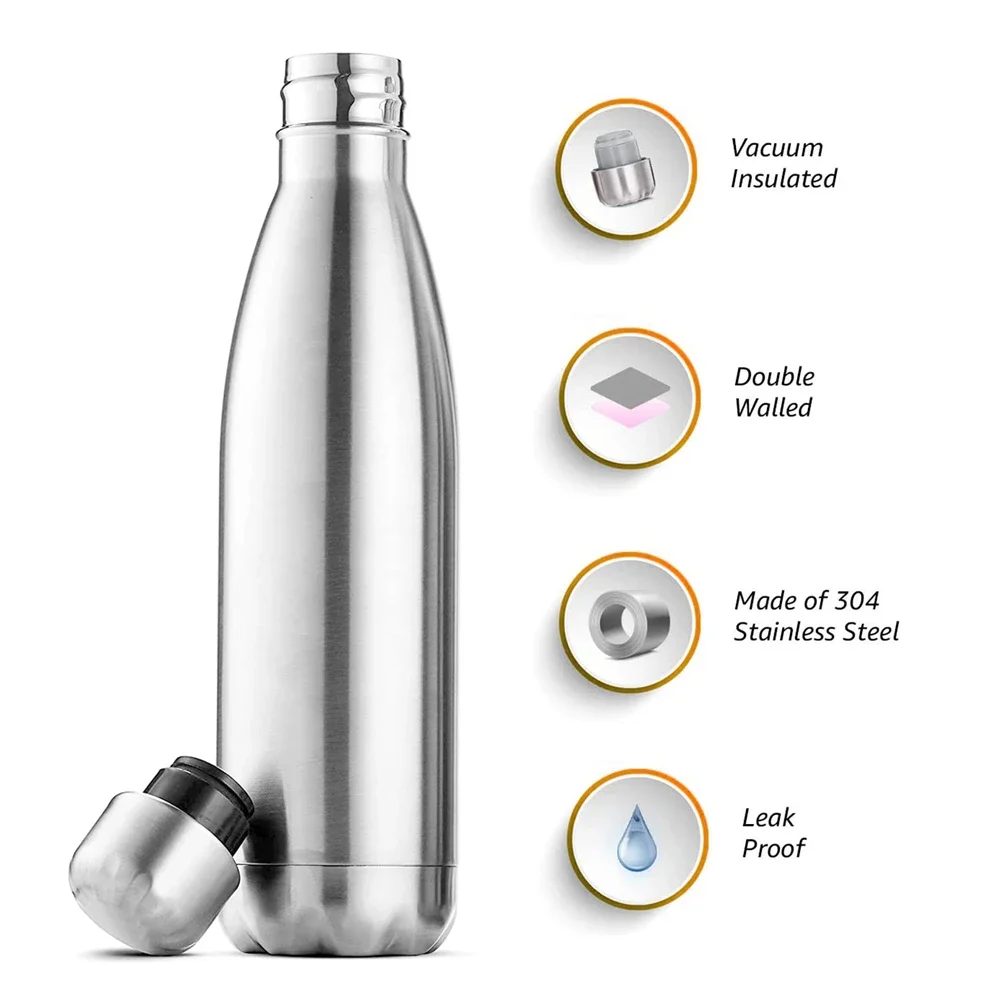 Zounich Sports Water Bottle 304 Stainless Steel Double-layer Vacuum Insulation Outdoor Water Cup Portable Hiking Jug Cola Bottle