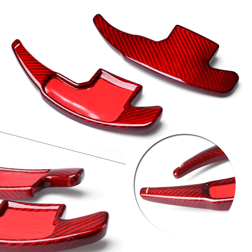 

2Pcs For Ford Mustang 2015 2016 2017 Car Steering Wheel Paddle Shift Extension Shifer Red Real Carbon Fiber