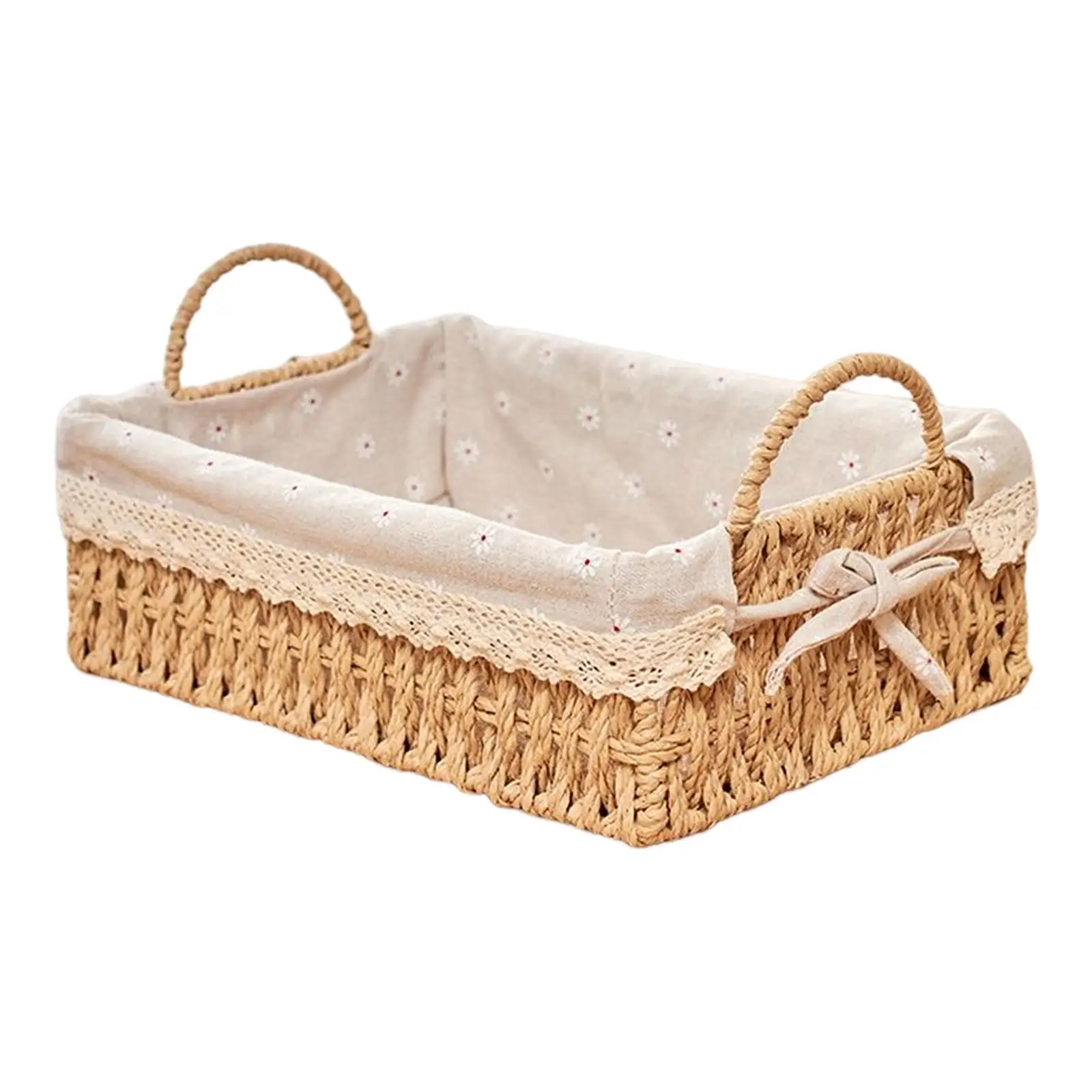 Woven Storage Baskets Handwoven Kitchen Organizer Cosmetic Box for Vegetables Breakfast Bread Bedroom Home Decorative