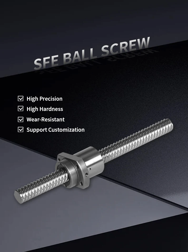 Hochpräzise C7-Kugelumlaufspindel SFE1616 SFE2020 SFE2525 SFE3232 SFE4040 mit Kugelmutter, Länge 1200 mm–2500 mm, Ende standardmäßig bearbeitet – Detail 1