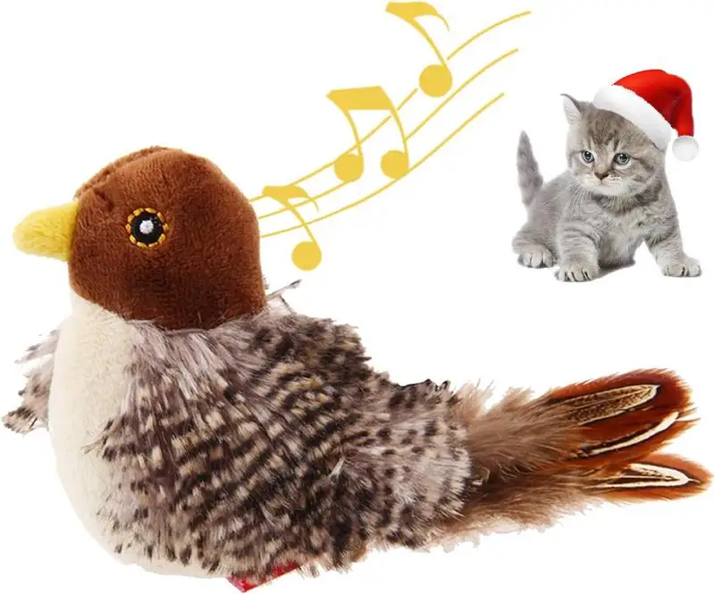 Interactive Cat Feather Toysmelody Chaser Chirpy Bird Cat Toys For Cats, Peluche Cat Toys For Indoor Cats Adult Funny Squeak Cat