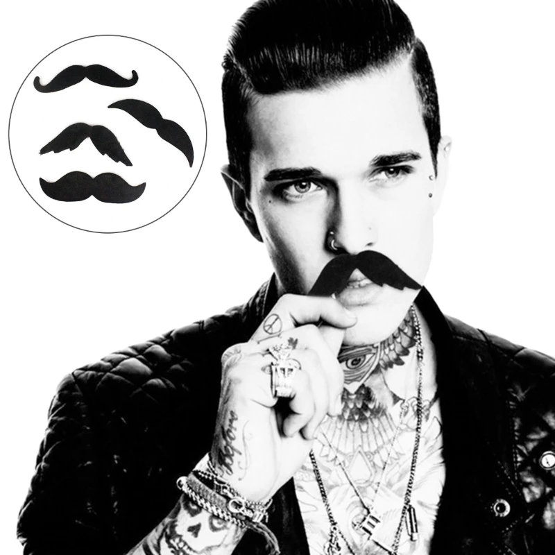 

4Pcs Fake Moustaches Stick on Moustaches Halloween Beards for Stage Performances Halloween Party Masquerade Photo Props