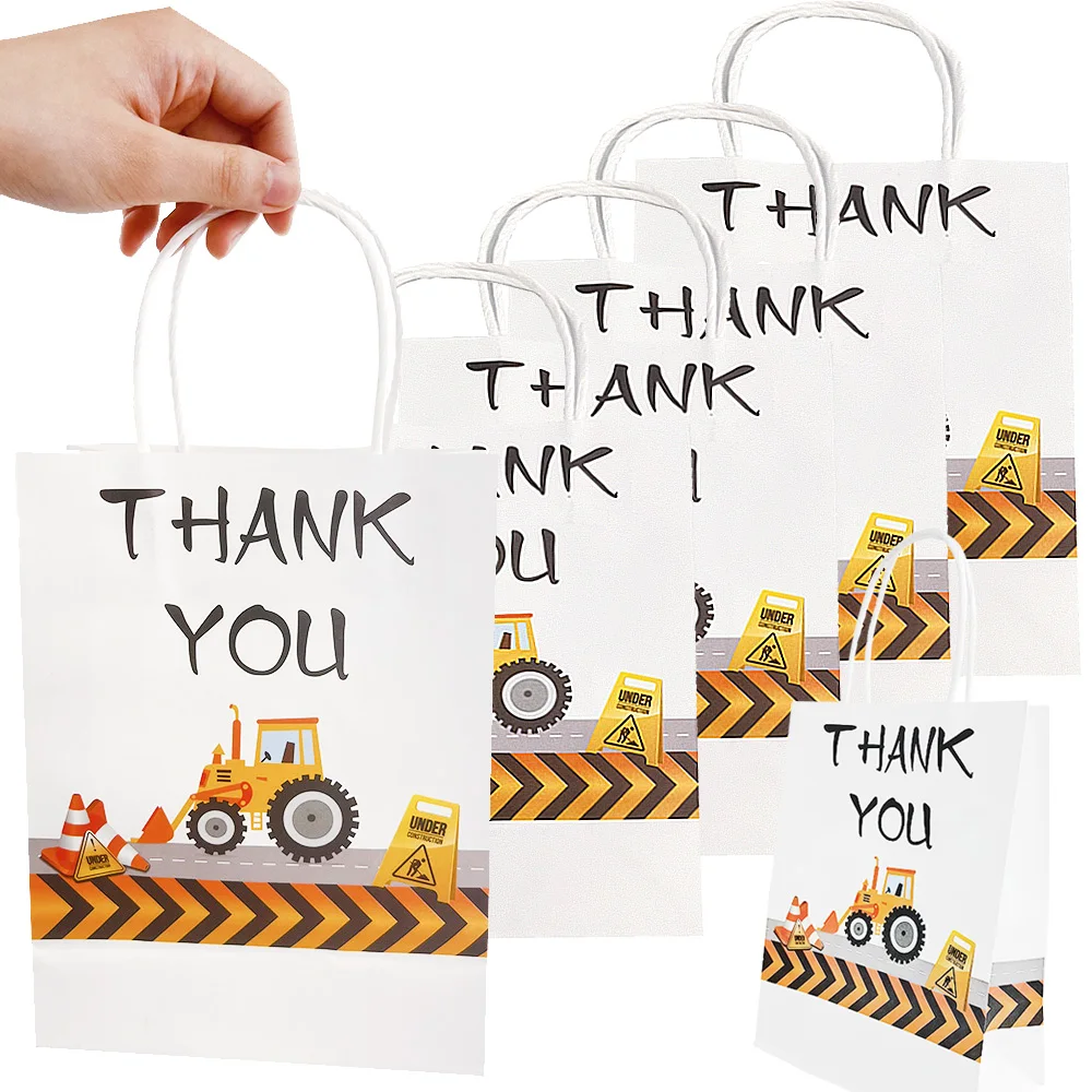 6/12/24pcs Construction Party Gift Bag Paper Bag with Handle Construction Truck Birthda... - SKU CPGB1906 - UGI Packaging