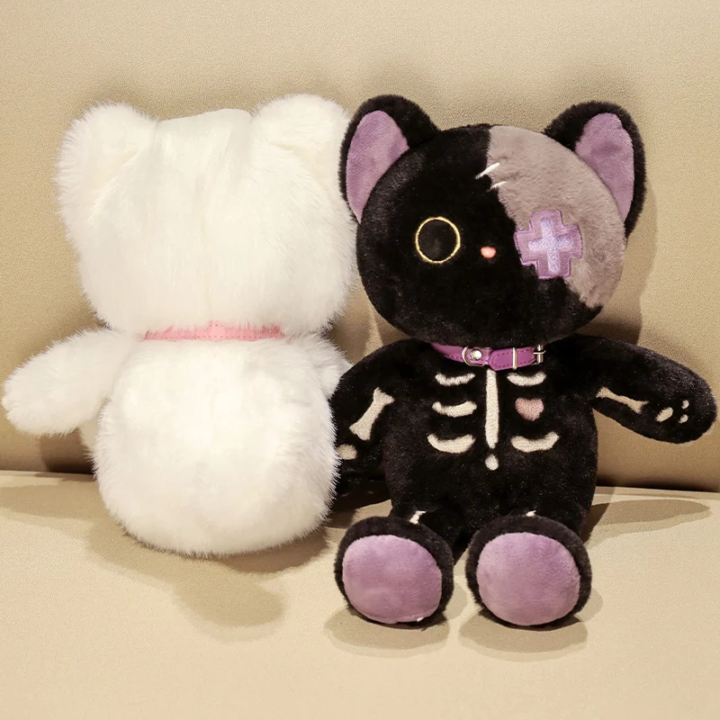 39cm Kawaii Dark Serie Black Devil Skeleton Cat Plush Toy Creative