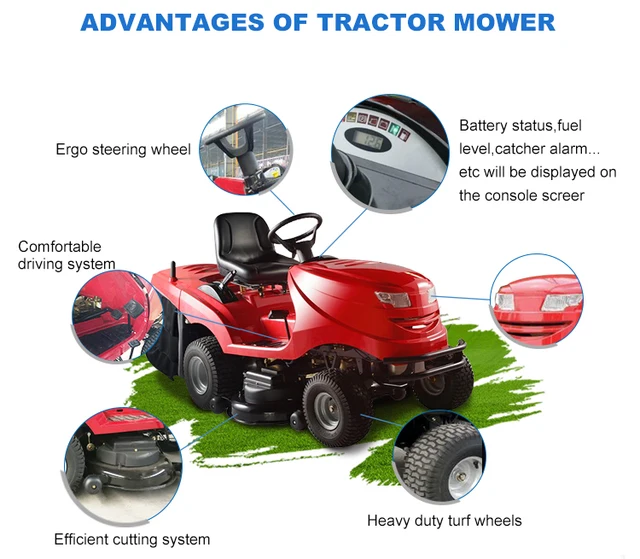 Factory Supply Customization Industrial Gas Riding Mower Gasoline Ride on Tractor Grass Lawn Mower 4
