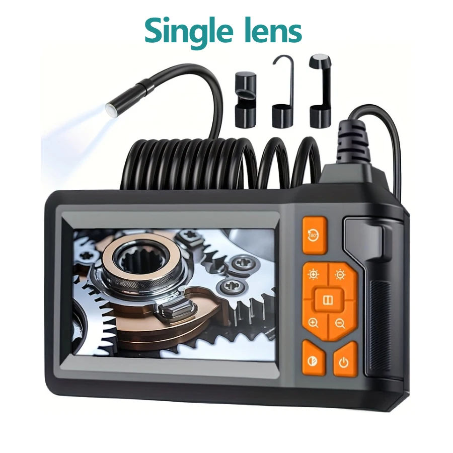 Dual lens Industrial Endoscope Camera 4.3'' IPS Screen HD1080P Rigid Cable Pipe Sewer Inspection Borescope IP67 Waterproof 3
