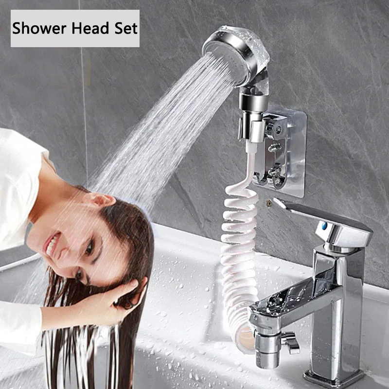 4pcs/Set Faucet Extender Bathroom Shower Faucets Set Spray Drains Strainer Hose Sink Washing Hair Bathrooms Kitchen Accessories 2