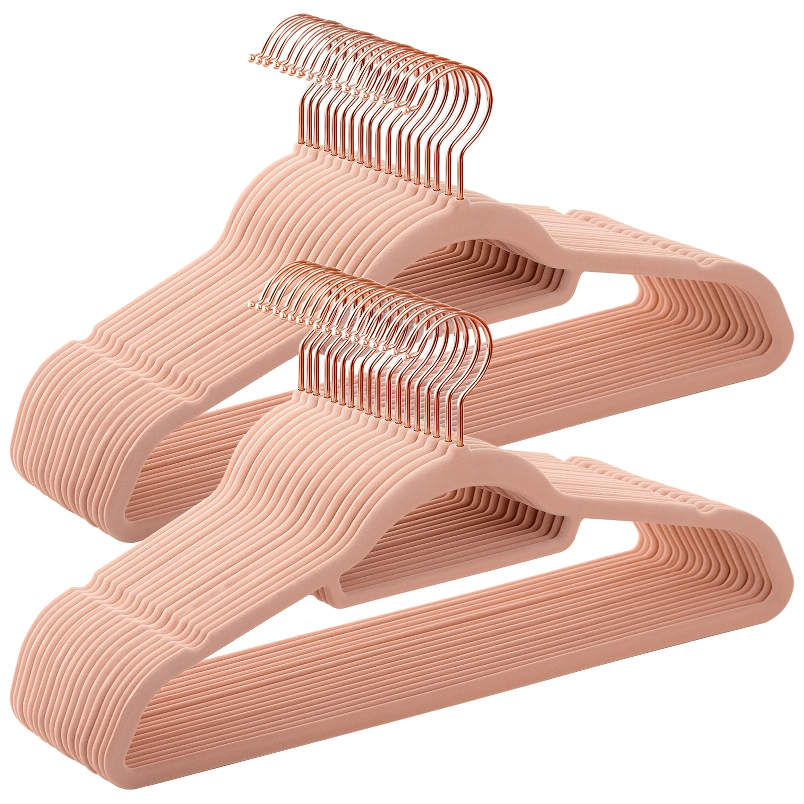 SONGMICS Velvet Hangers Set of 30 Clothes Hanger with Rose Gold Swivel Hook Non-Slip and Space-Saving 0.2-Inch Thick clothes hanger