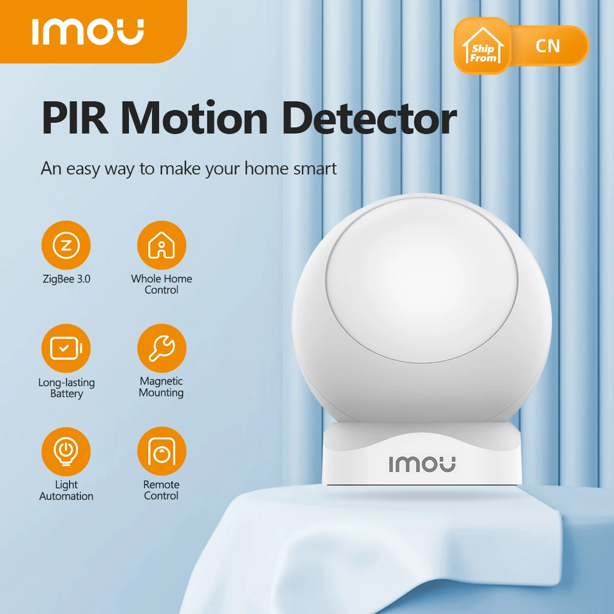 

IMOU Smart Mini PIR Motion Detector Remote Control Zigbee Light Automation Long-lasting Battery 360° Rotation Smart Life