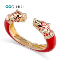 Luxury Enameled Colorful Wolf Bangle Cuff Bracelet Fashion Jewelry for Women Statement Bangles Bracelet Accessory Engagement 1