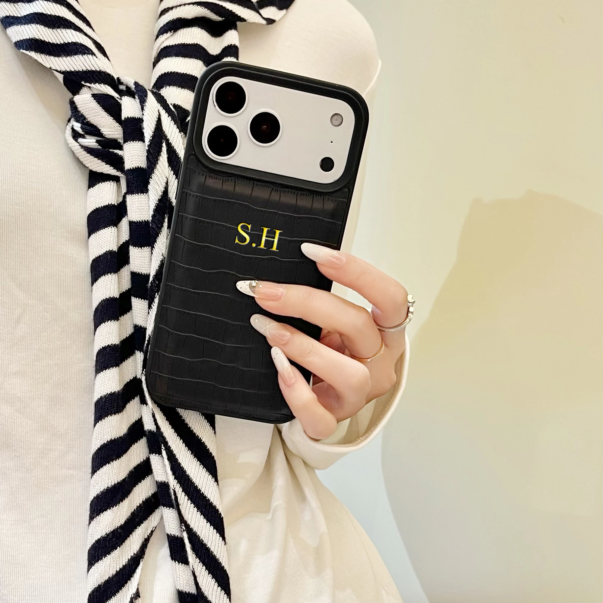 Custom Name Luxury Crocodile Pattern Faux Leather Case For iPhone