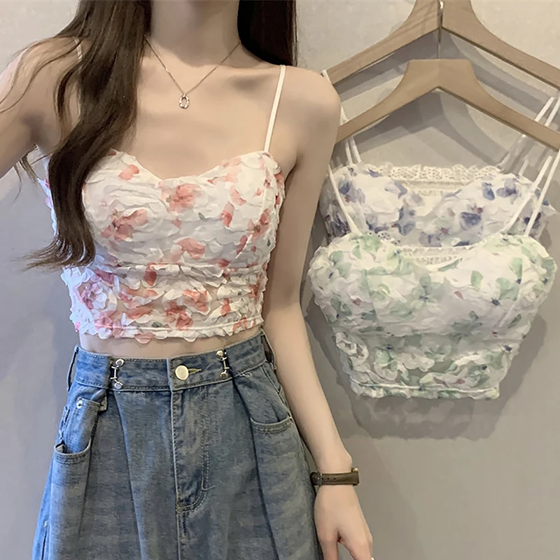 

Кружевной укороченный топ, женский бюстгальтер с розовыми цветами, сетчатый топ, красивый бюстгальтер на спине, бесшовный топ с нагрудными подушечками, Привлекательный Топ, милое нижнее белье