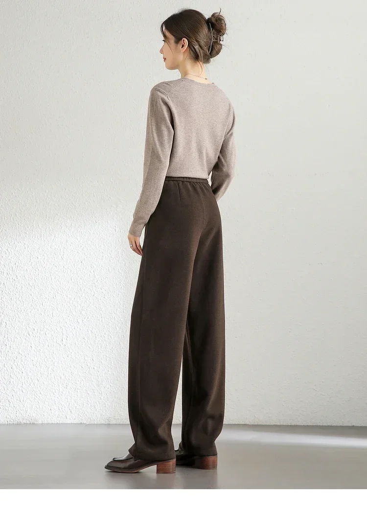 SENTUBILA Wool Blend Pants Women 2024 Winter Straight High