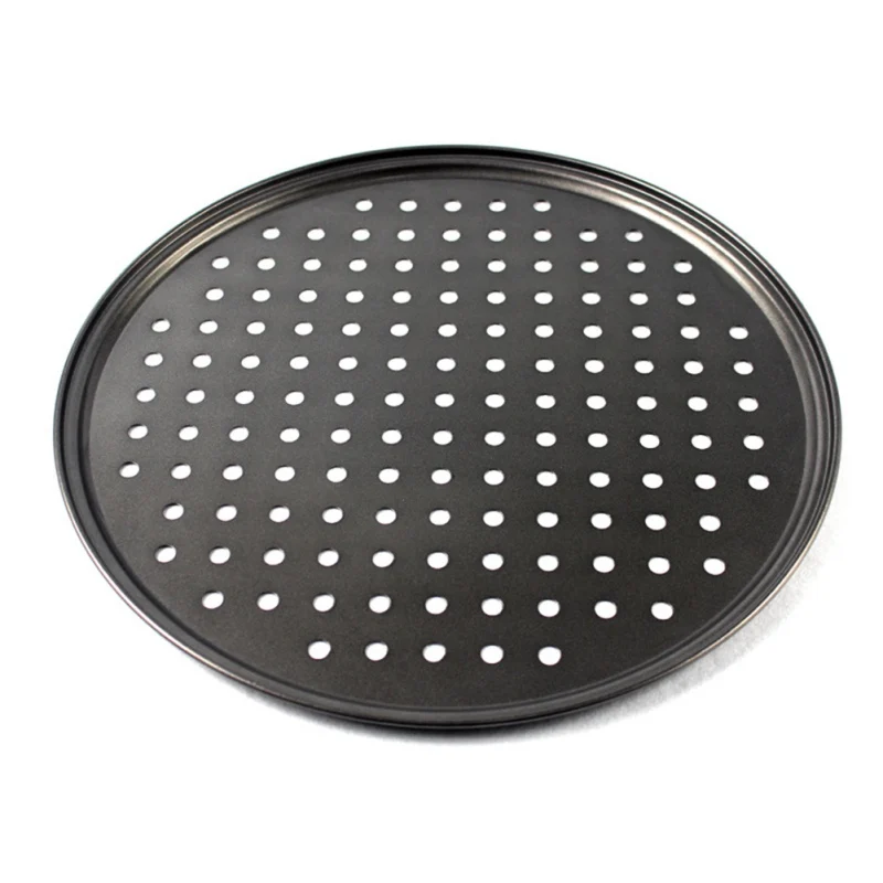 4 Size Carbon Steel Non-stick Pizza Baking Pan Mesh Tray Plate Round Deep Dish Pizza Pan Tray Mould Bakeware Baking Tool