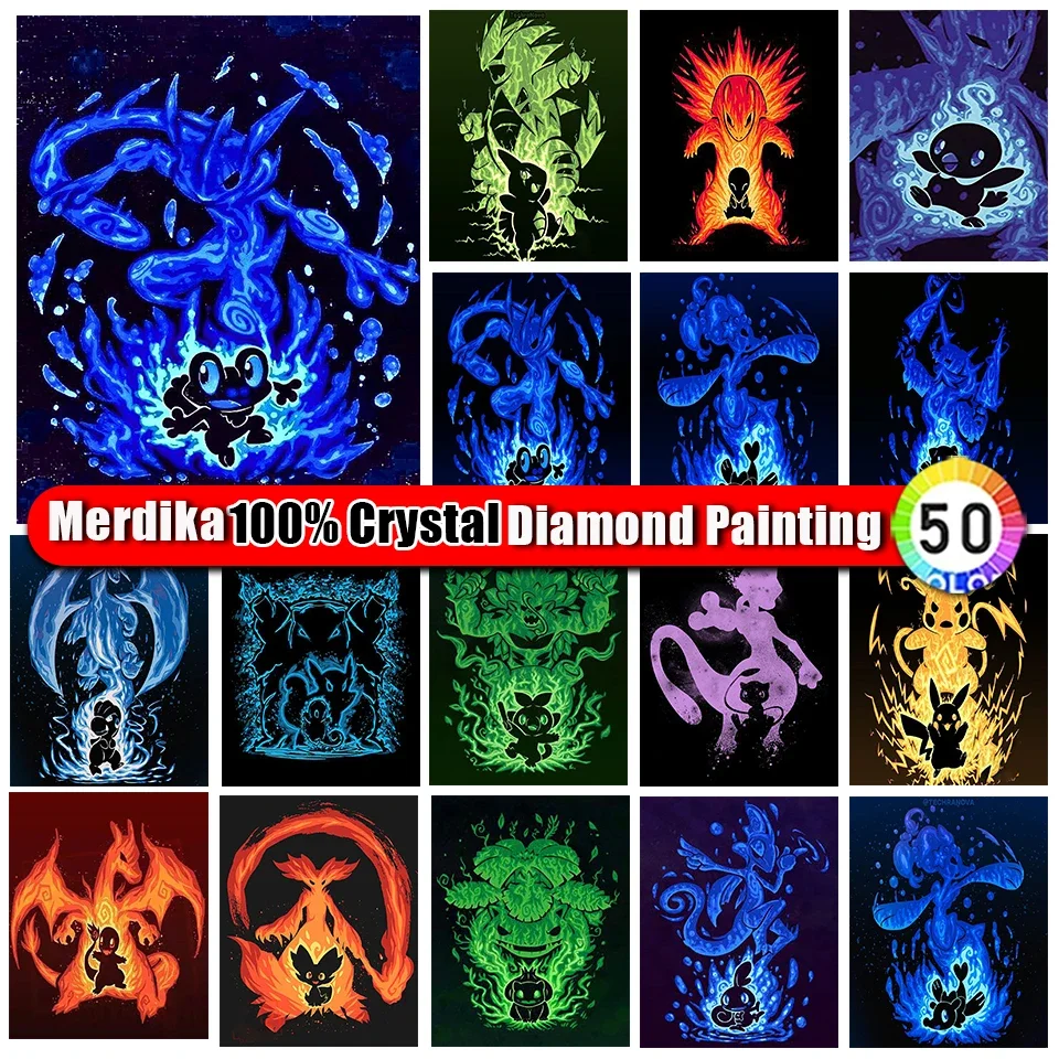 100% Crystal Diamond Painting Pokemon Anime Cross Stitch Kit Full Square/Round Diy Diamond Mosaic Ricamo Cartoon Kids Gifts