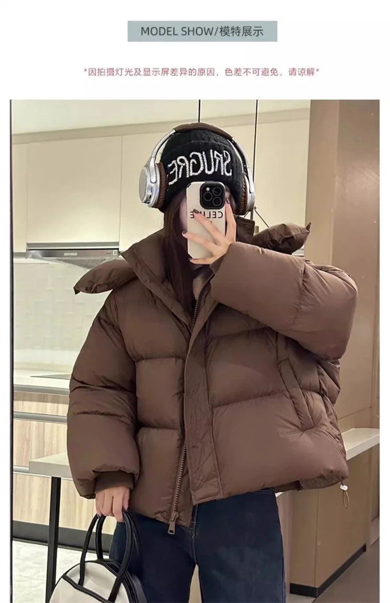 Cotton Jacket 2024 New Fashionable and Versatile Western Style Short Style Hooded Thick Cotton Jacket Loose Winter Cotton Jacket