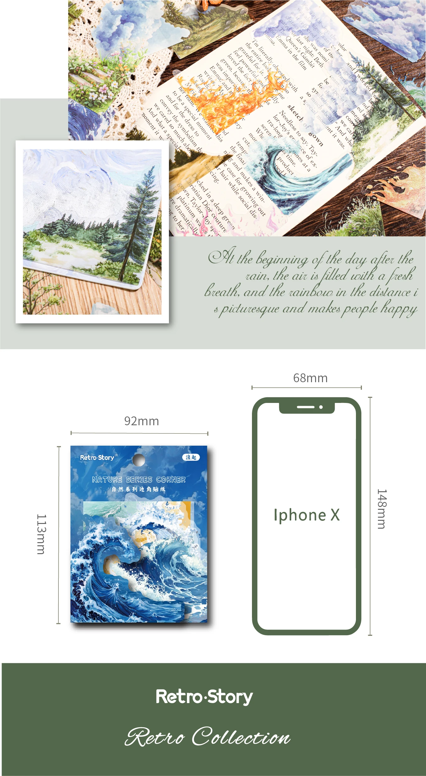 20 Stück natürliche Landschaft schöne Landschaft Aufkleber Pack Junk Journal DIY Scrapbooking Schulbedarf Collage Briefpapier Aufkleber – Detail 5