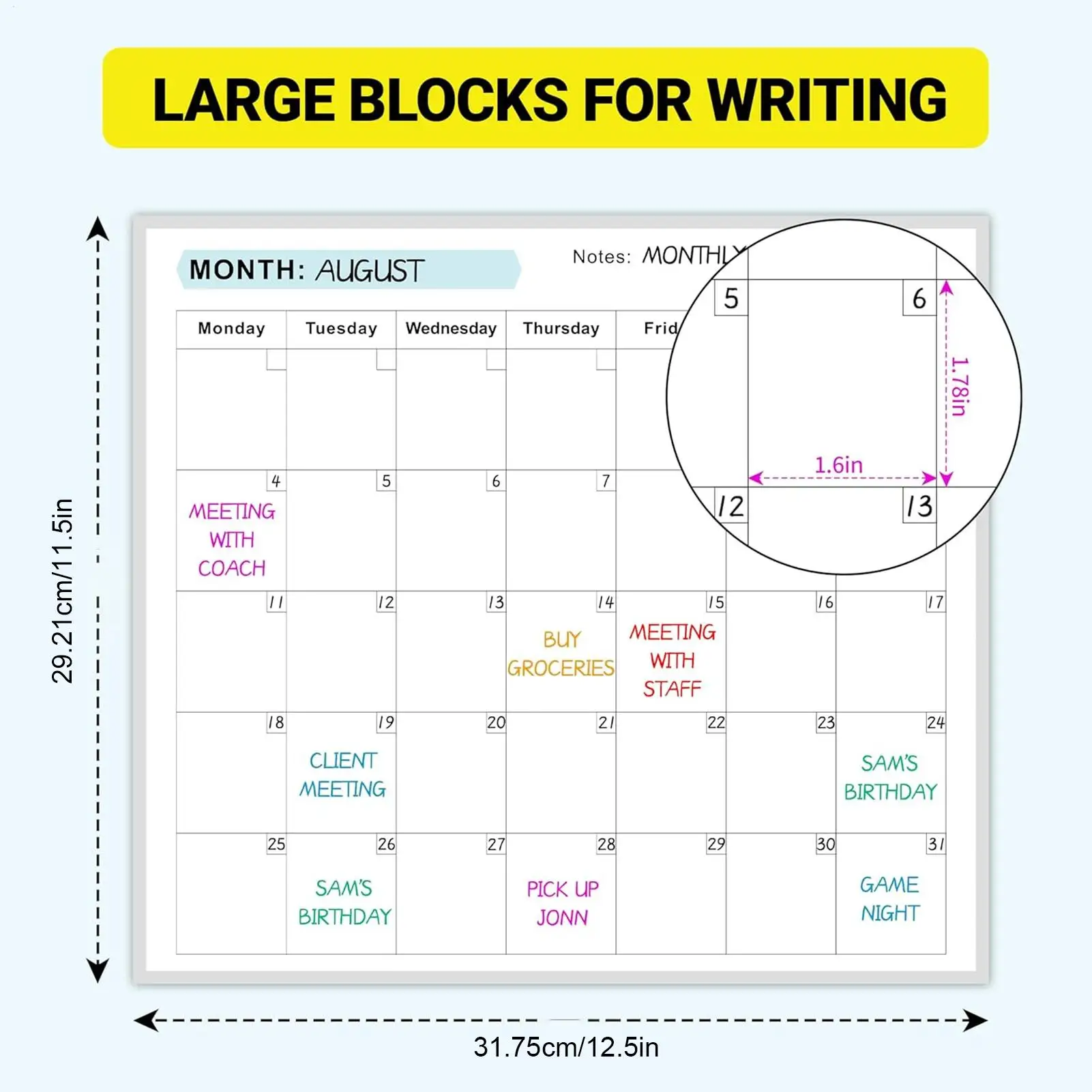 Calendario Planner Annuale Cancellabile, Grande Calendario da Parete Cancellabile, Calendario Gigante da Parete Cancellabile per Liste delle Cose da Fare e Appuntamenti - immagine 4