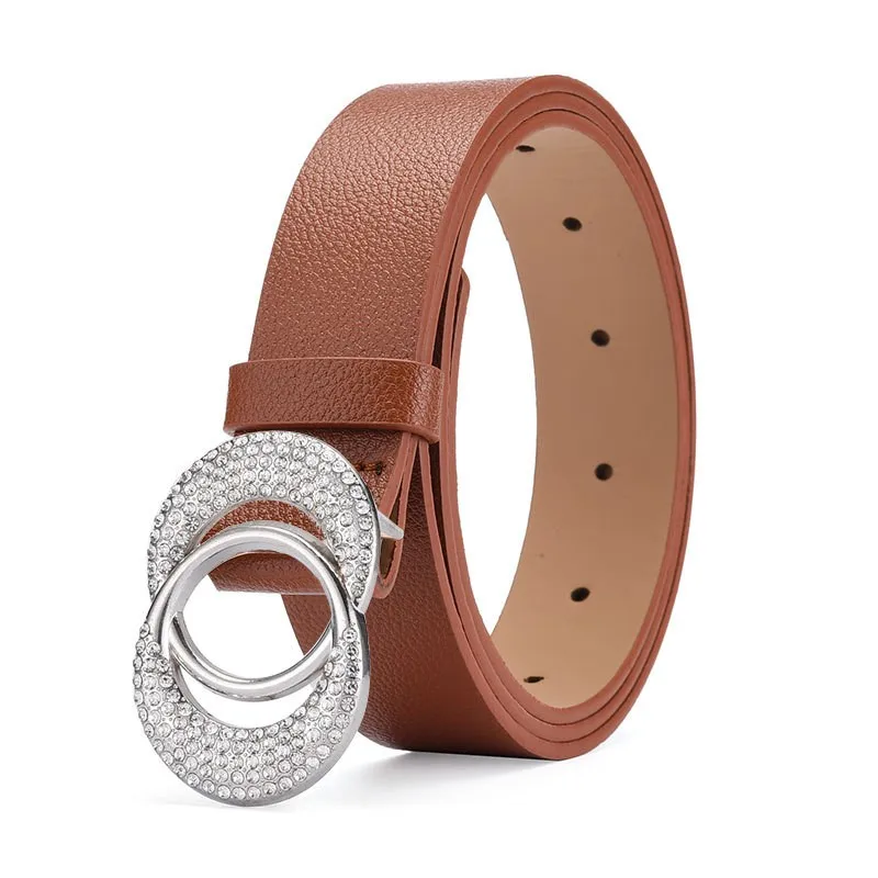 Women'S Inlaid Imitation Diamond Belt Fashion Rhinestone Women'S Belt Paired With Jeans Leather Belt，Gift For Girlfriend And Mon