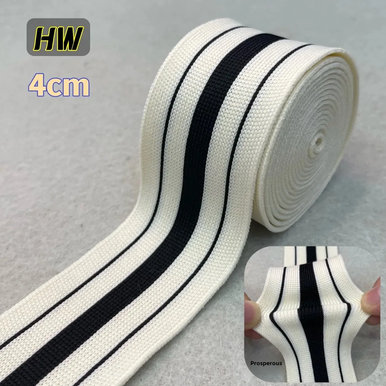4cm Shallow Almond Base 3 Black Stripes Micro Knit Ribbon Widened Clothes Trousers Side Color Strip Decorative Accessories