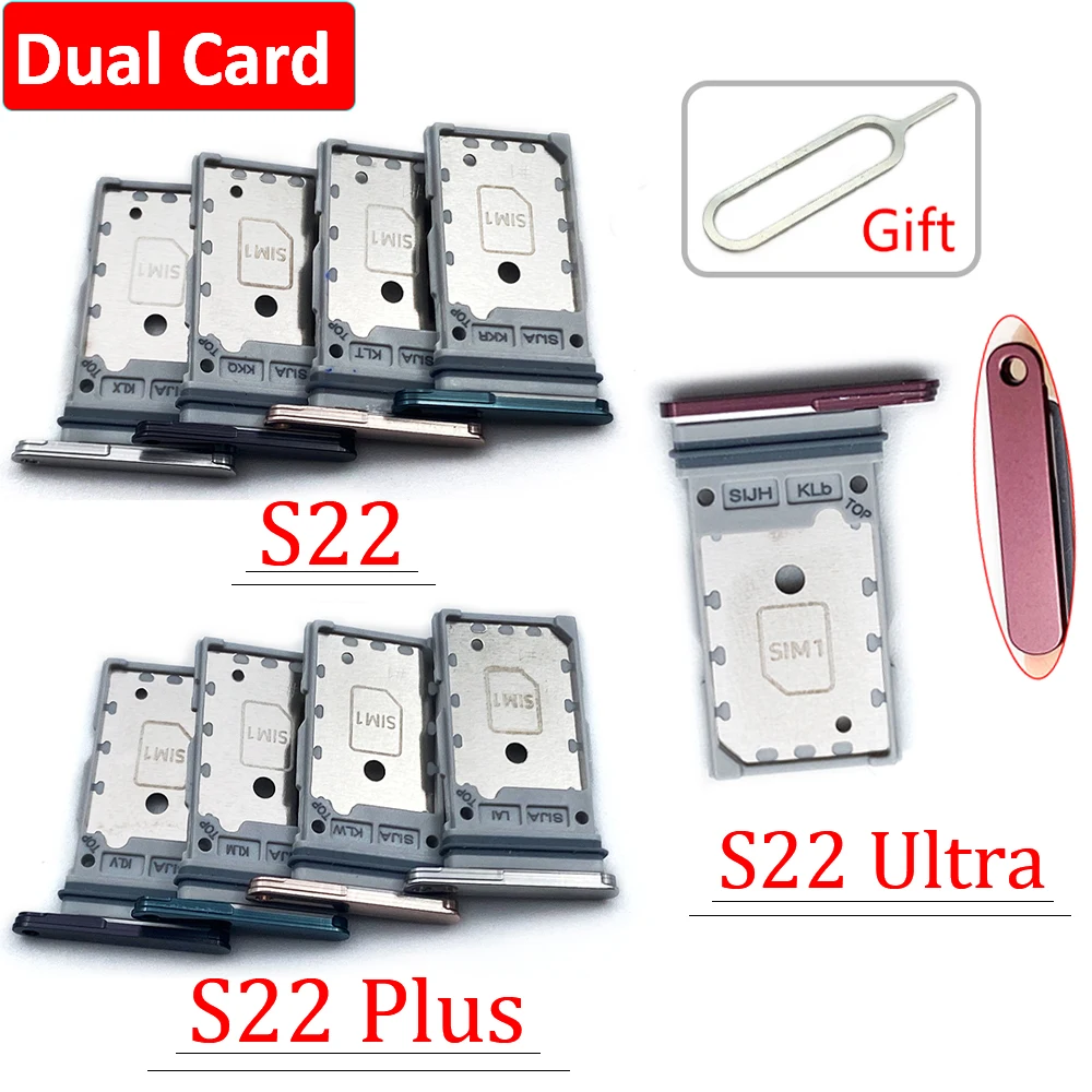 Originale Dual Card Phone Sim Sd Card Vassoio Sim Chip Holder Slot Adapter Cassetto Parte Con Pin Per Samsung S22 Plus Ultra