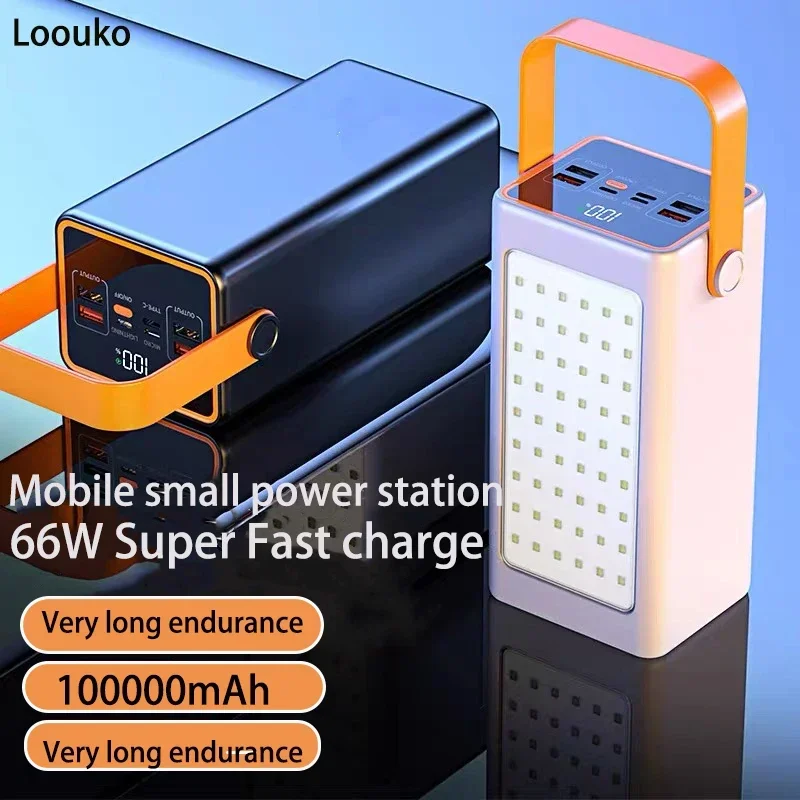 

100000mAh Mobile Power 66W High Capacity Fast Charger Mobile Power External LED Camping Flashlight Mobile Phone Laptop Battery