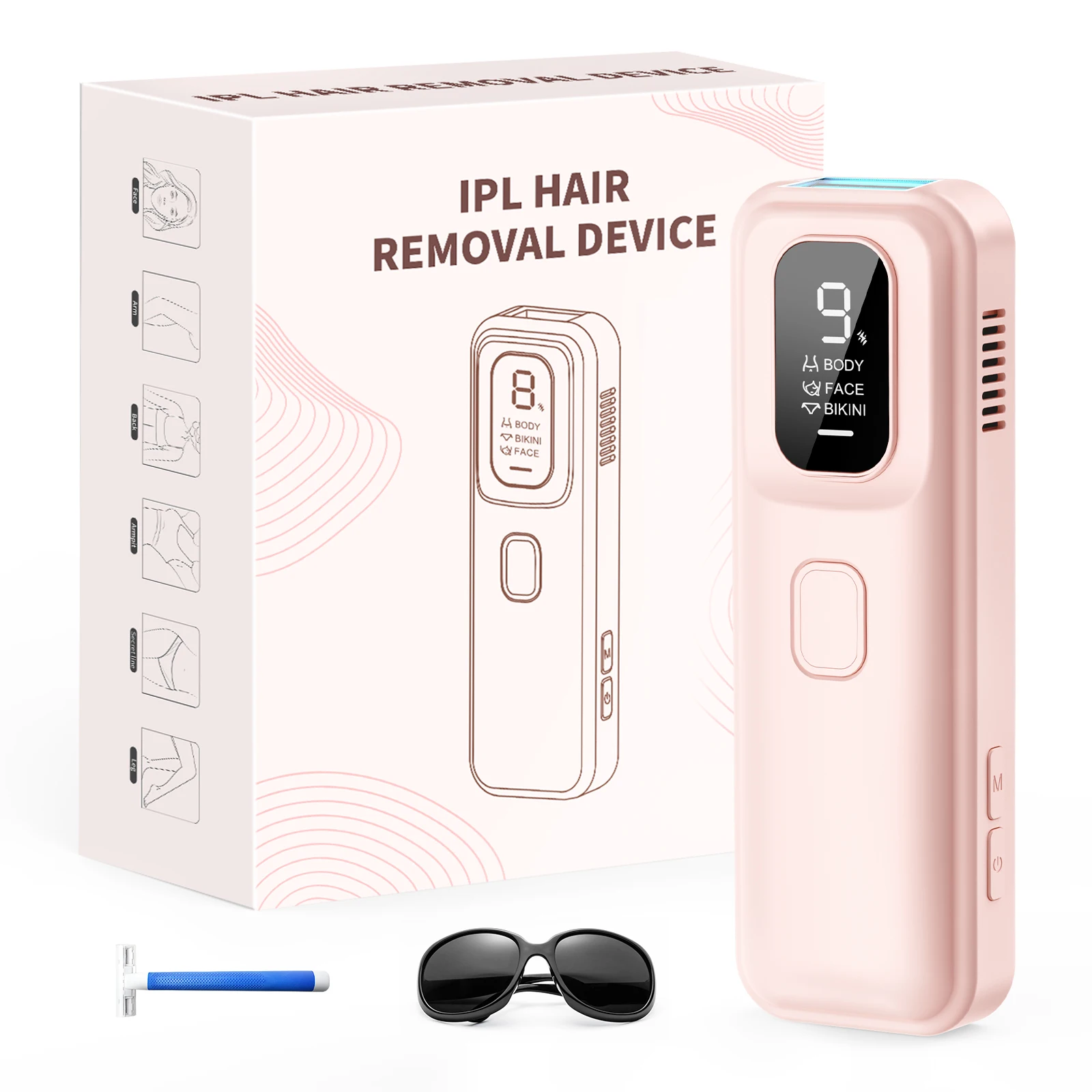 Permanent Laser Epilator Unlimited Flashes 9 Levels IPL Hair Removal Laser 2 Modes Women's Bikinis Facial Treament For Home Use