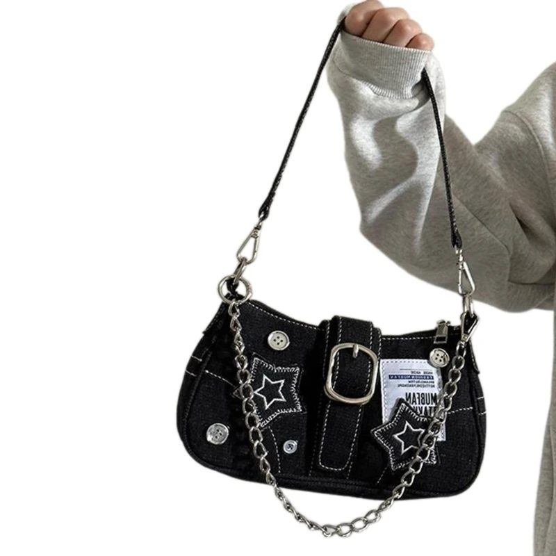 

Simple Fashion Underarm Bag for Women Versatile Bag Vintage Star Shoulder Bags Armpit Bag Handbag Large Capacity Tote