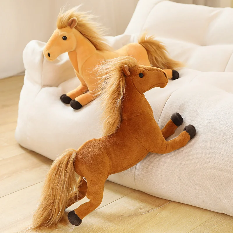Simulation Horses Plush Toy Stuffed Soft Animal Doll Real Life Horse Pillow Kids Children's Creative Birthday Decor Gifts
