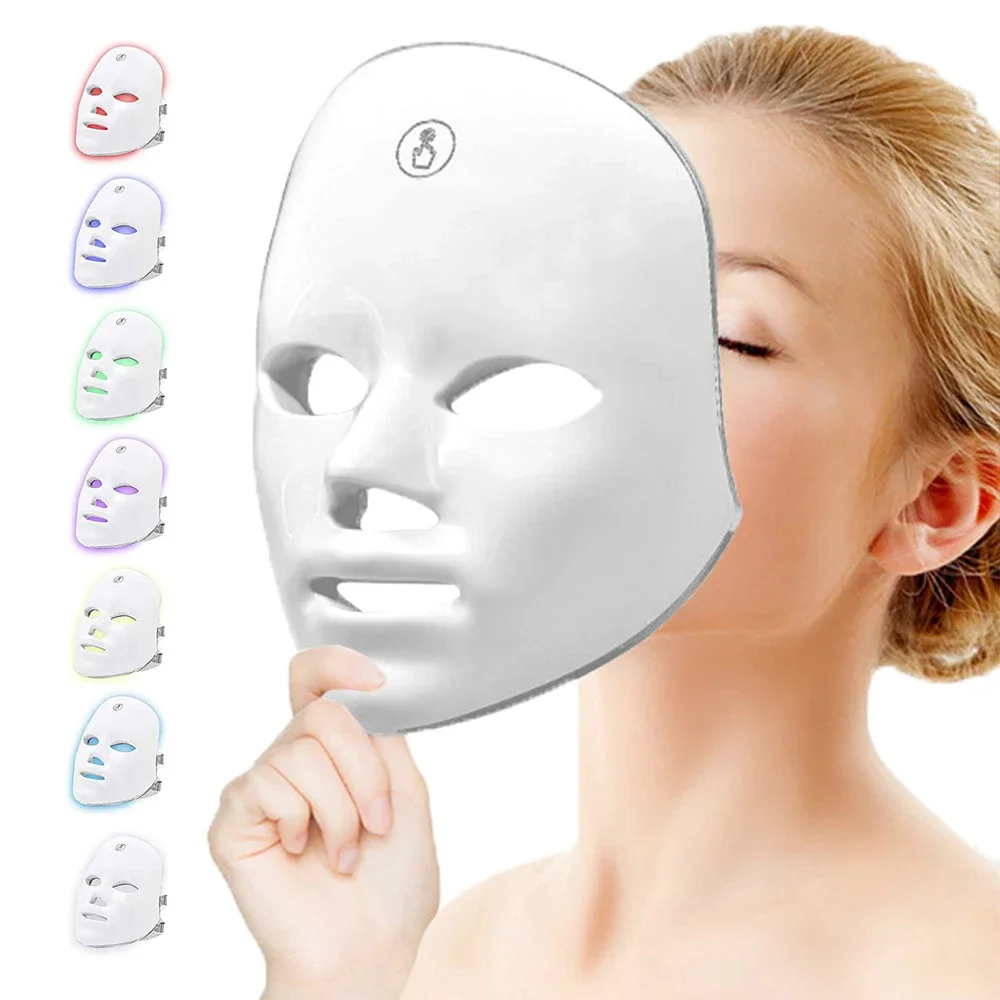 

Маска для лица, 7 цветов, искусственная фотонная терапия, против морщин, укрепляющая, осветляющая кожу, подтягивающая, лечение акне, уход за лицом