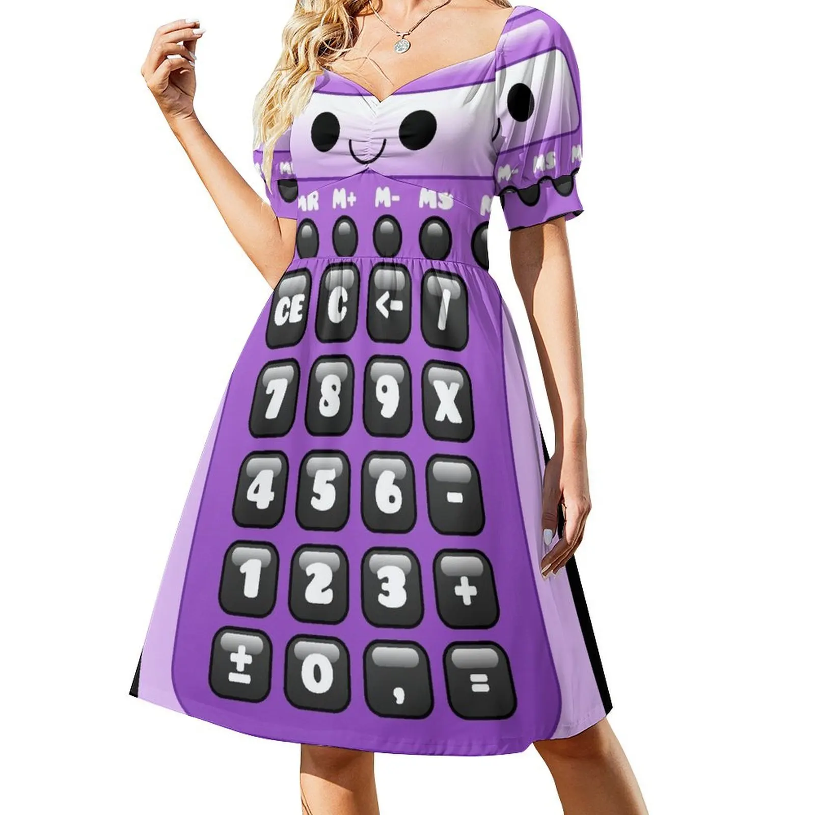 thumbnail image 1 of Vestido de manga corta con calculadora morada kawaii, vestido de noche de lujo para mujer, vestidos de mujer, vestido, 1 of 7