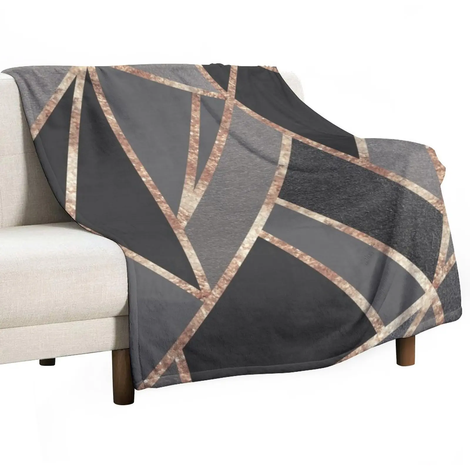 

Classic Silver Gray Charcoal Rose Gold Geo #1 #geometric #decor #art Throw Blanket Weighted Flannel Blankets