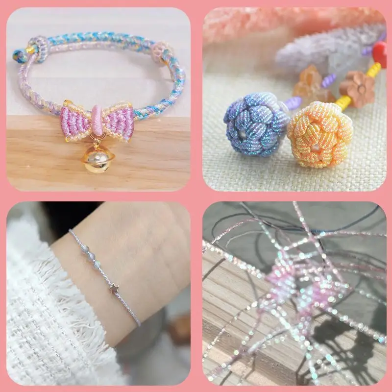 1PCS 60mand 컬러 실 DIY 수제 나일론 로프 목걸이 팔찌 엮기용 로프 자수 바늘 비즈 쥬얼리 엮기용 로프