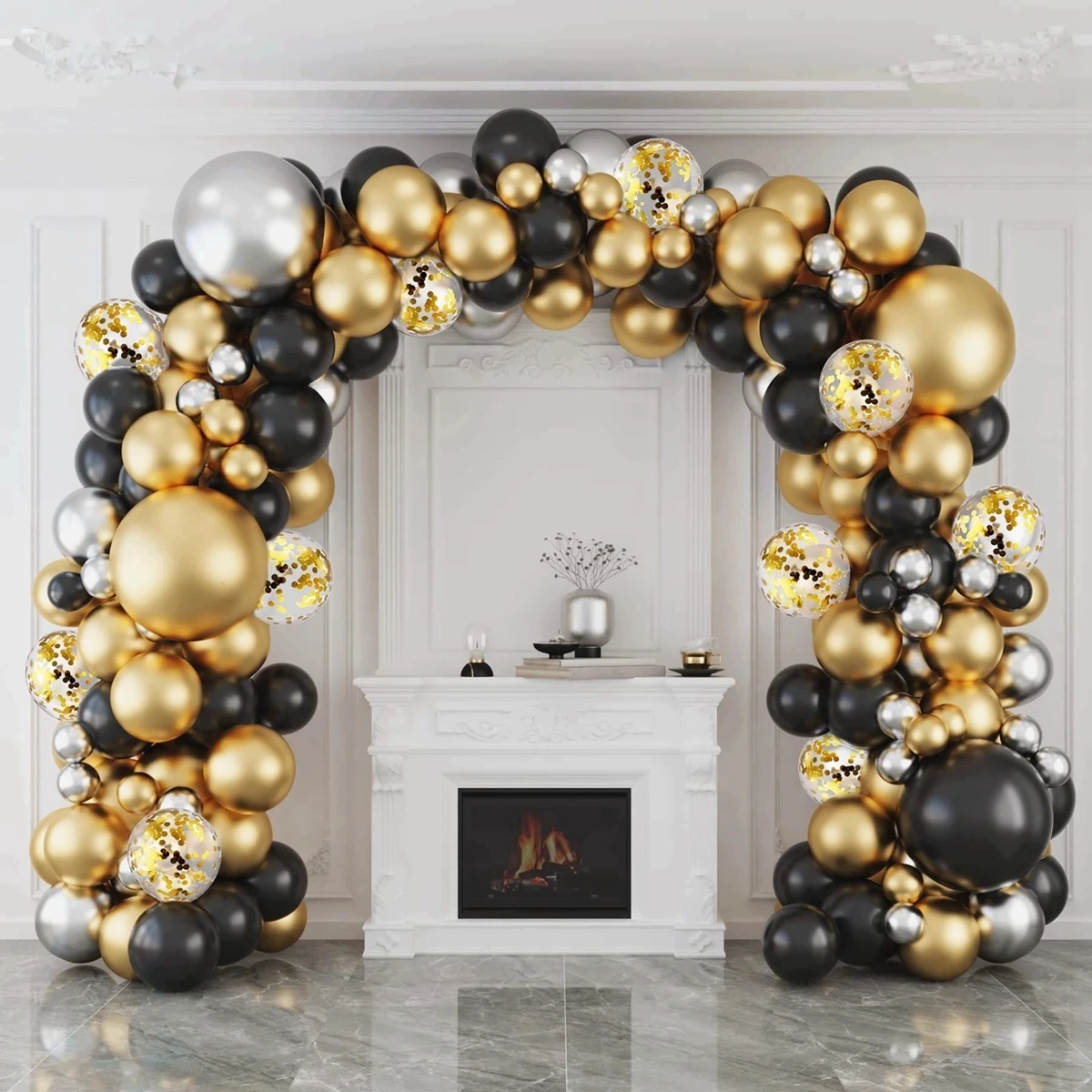 Palloncino in oro nero Kit arco ghirlanda coriandoli palloncino in lattice  Happy 30 40 50 anni decorazione festa di compleanno 30 ° anniversario