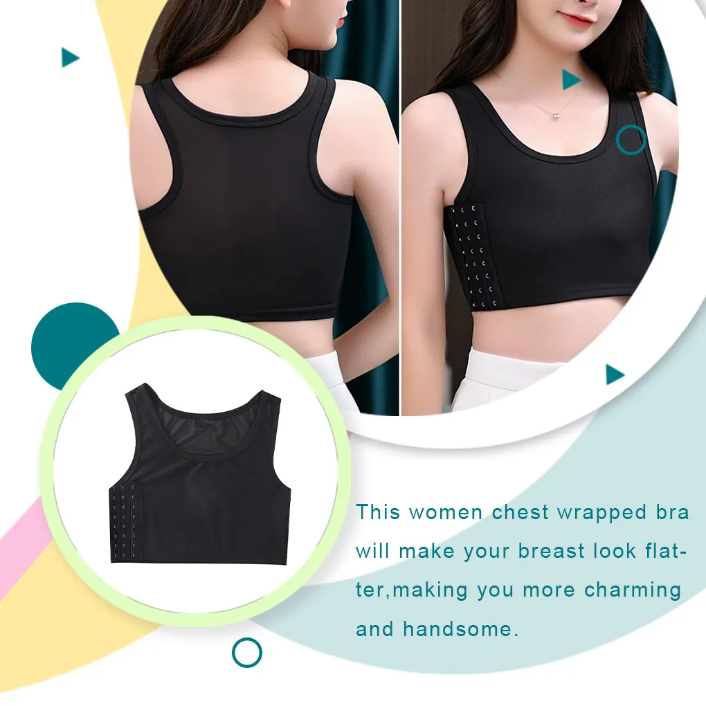 Breast Binder Summer Chest Binder Underwear Tank Tops Bandage Trans Breathable Side Hook Bustier Bra Yoga Exercising Sleeveless Top