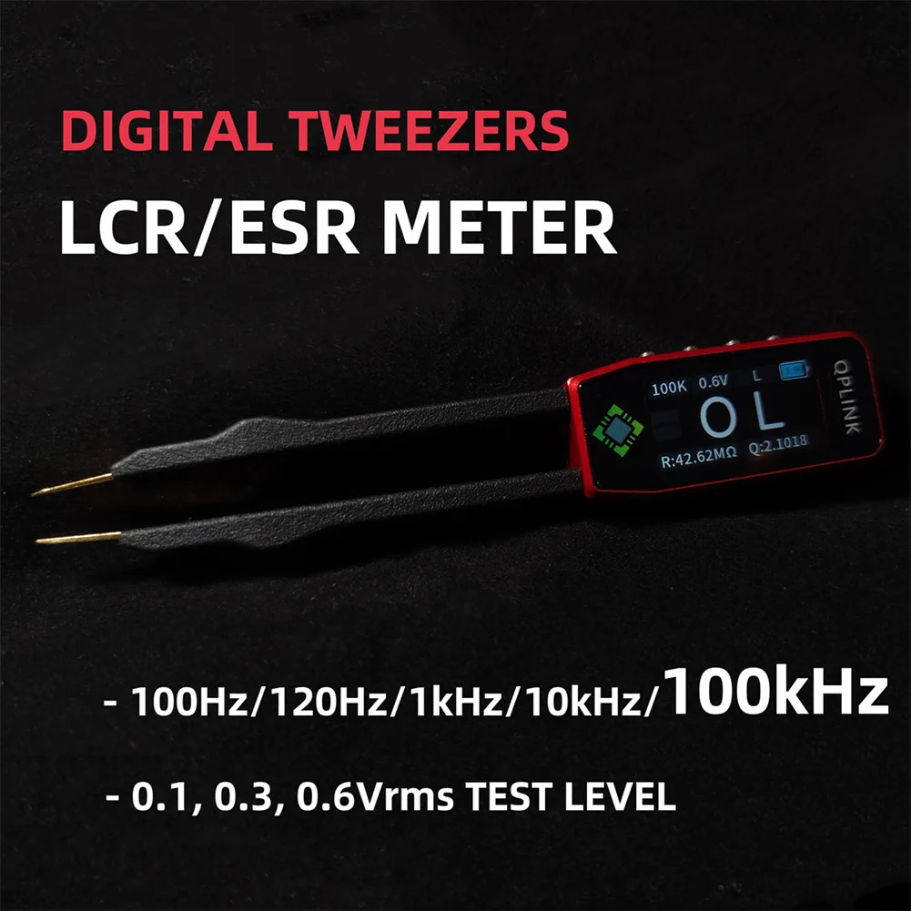 Digital Smart Tweezer Auto Multimeter Tools 100kHz LCR Meter Tweezer Resistance Capacitance Inductance Continuity Test