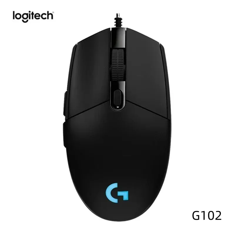 עכבר משחק Logitech G102/G203 Lightsync עם מעקב אופטי 8000DPI 16.8M צבע LED מותאם אישית עם 6 כפתורים מחוברים