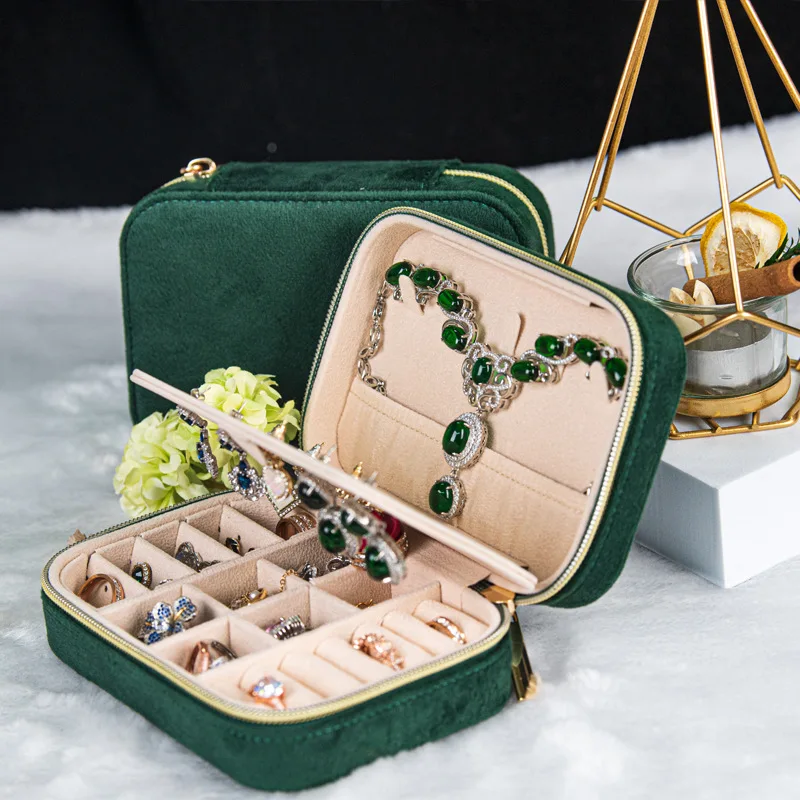 

High End Travel Jewelry Box Woman Home Storage Organizer Packaging Case Portable Weave Earring Ring Necklace Jewellery Organizer