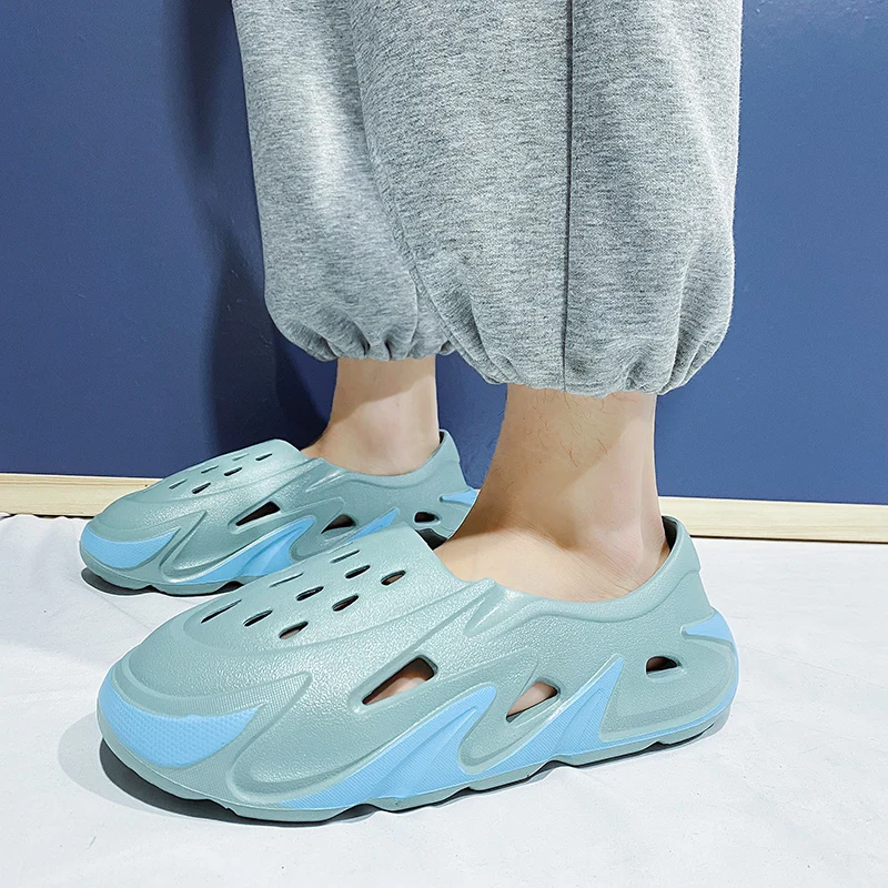 Summer Mens Casual Shoes Hollow Hole Shoes Platform Sandals Sports Slippers