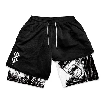 Y2K men's summer streetwear anime maniac plus size sports and fitness shorts fitness training shorts training shorts 1