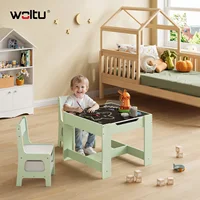 WOLTU Table pour enfants avec 2 chaises, plateau de table réversible, ensemble de meubles pour enfants avec espace de rangement pour salle de jeux, pépinière 6