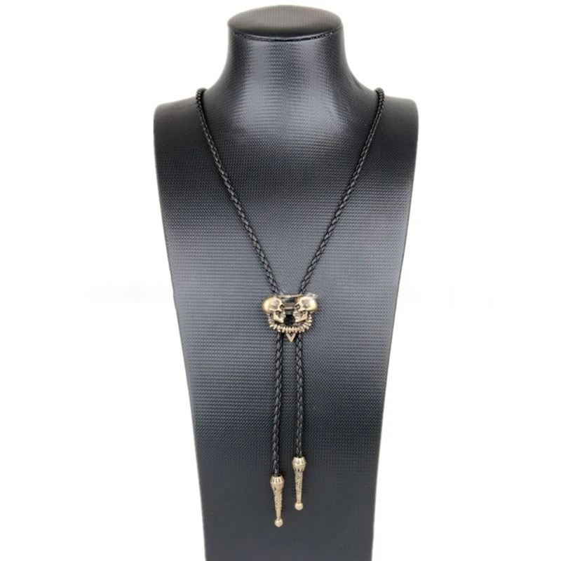 

Vintage Skull Head Bolo Tie Unisex Cowboy Neck Ties Adult Cool Rodeos Necklace