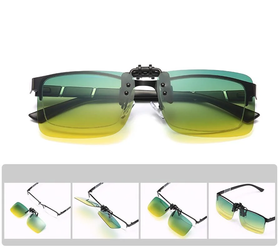 Car Driver Googles Day Night Vison Polarized Driving Clip on Sunglasses Lens Antiglare Flip up Lens Sun Glasses,polarized sunglasses,driving glasses,anti glare sunglasses
