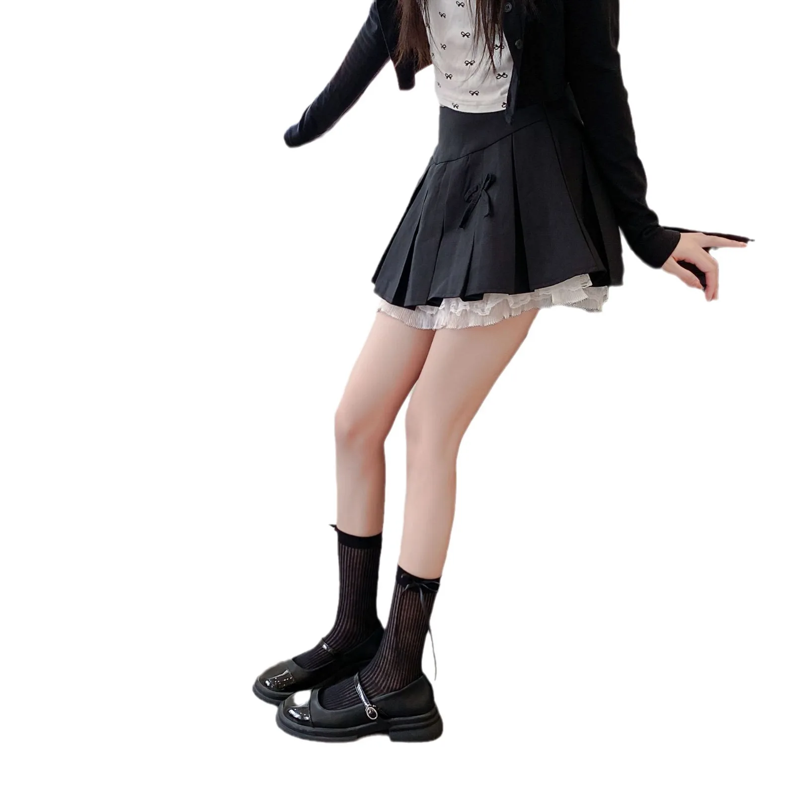 Women's Socks Spring Summer New Boneless Socks  Side Ribbon Bow Ribbon Vertical Thin Breathable Midtube Pile Sock Simple Fashion - 5