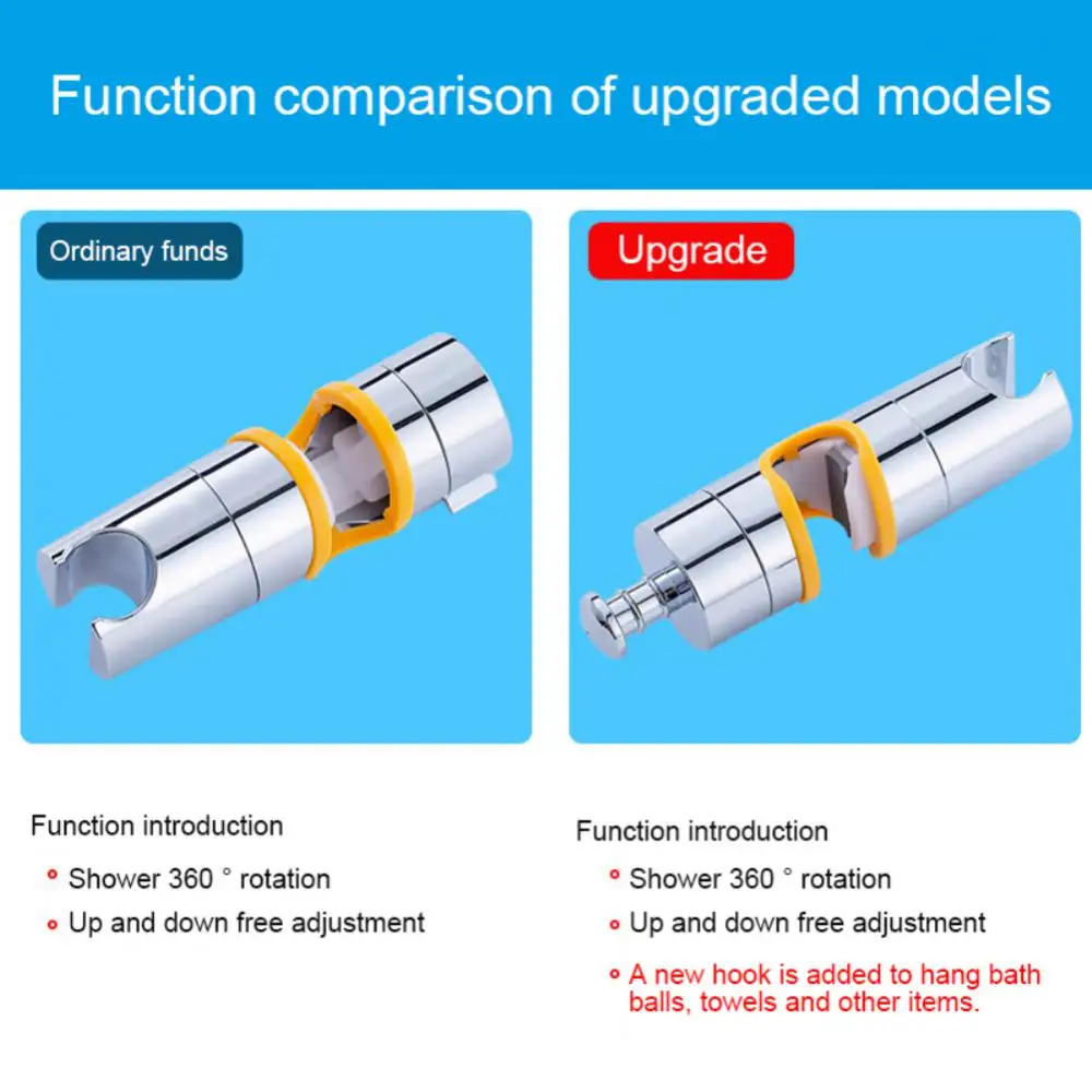 Description Picture 3 of item1pc Universal Shower Head Holder Adjustable 18~25mm ABS Chrome Shower Rail Holder Bathroom Accessories Shower Mounting Brackets