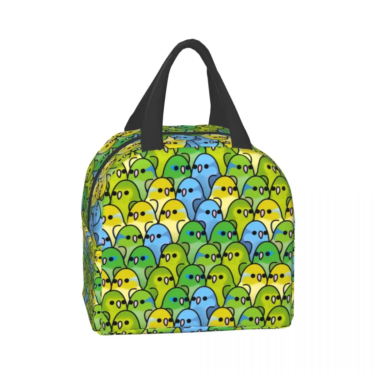 Cute Parrotlet Squad Thermal Insulated Lunch Bags Women Parrot Birds Portable Lunch Box for Kids School Picnic Food Storage Bag
