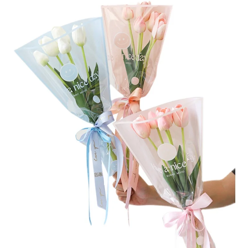 Saco de embalagem de buquê de flores tem um bom dia para buquê de presentes  transparentes material de embalagem para festa de casamento suprimentos  florista| | - AliExpress