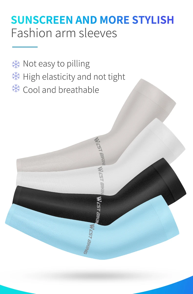 WEST BIKING UV Sun Protection Sport Arm Sleeves Cycling Running Basketball Fitness Breathable Men Women Sunscreen Arm Warmers